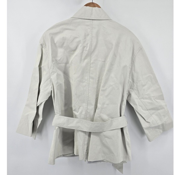 Lafayette 148 New York Jacket Womens L Beige Belted Cotton Linen 3/4 Sleeve - Picture 4 of 6
